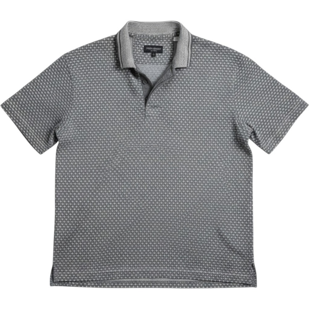 Yves Saint Laurent Pour Homme Grey Geometric Knit Polo Shirt Vintage Large